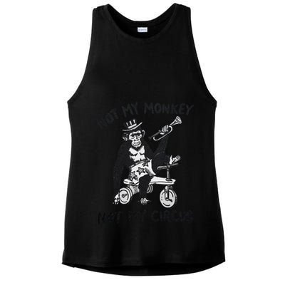 Not My Monkey Not My Circus Funny Cycling Monkey Trumpet Ladies PosiCharge Tri-Blend Wicking Tank