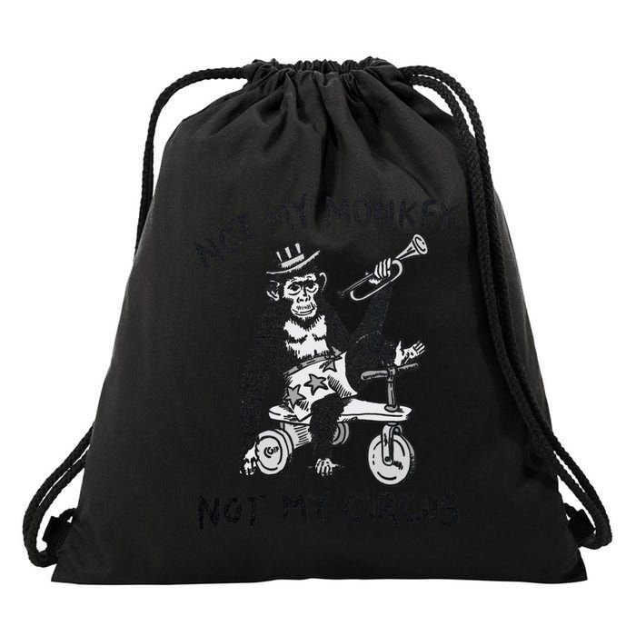 Not My Monkey Not My Circus Funny Cycling Monkey Trumpet Drawstring Bag