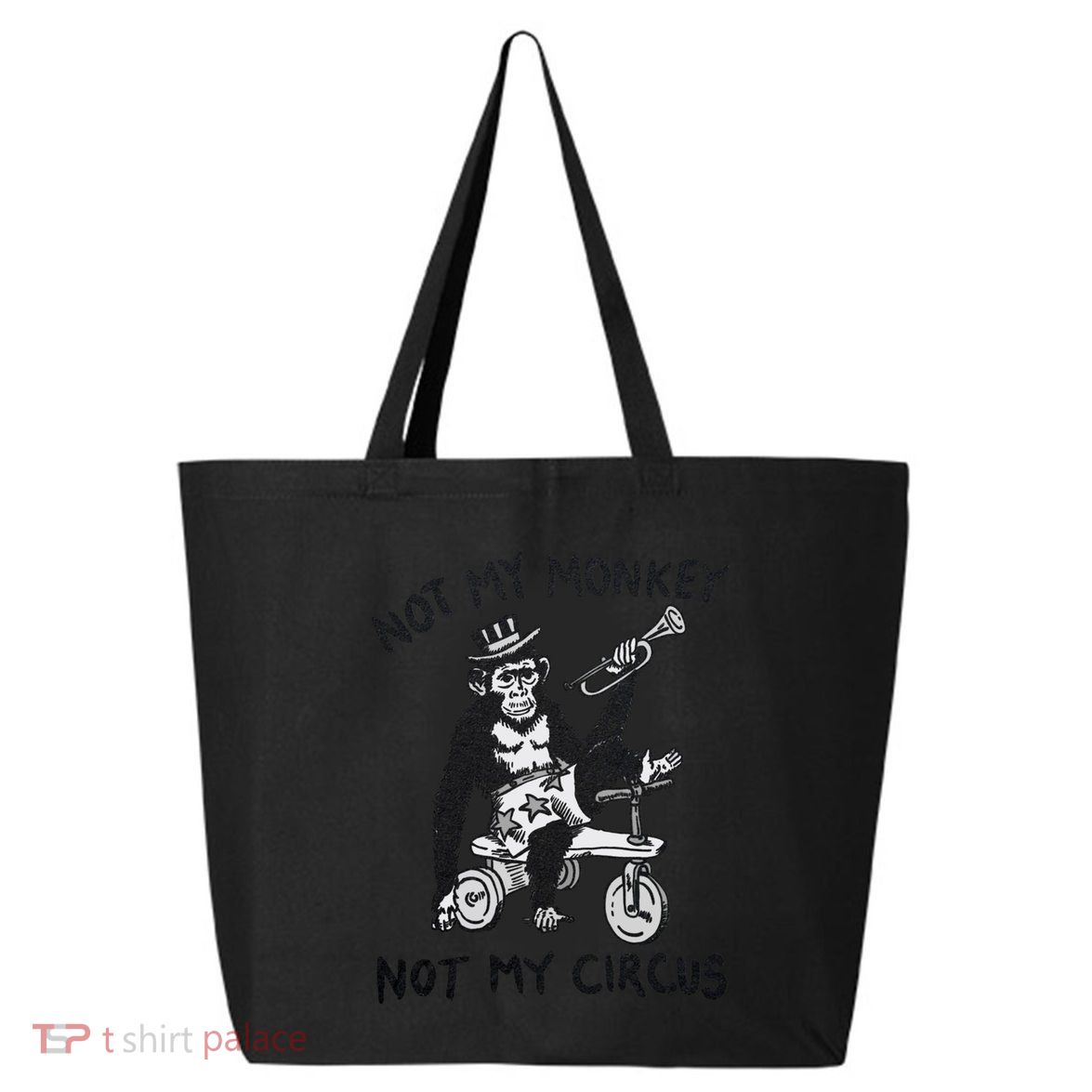 Not My Monkey Not My Circus Funny Cycling Monkey Trumpet 25L Jumbo Tote