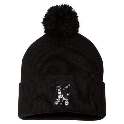 Not My Monkey Not My Circus Funny Cycling Monkey Trumpet Pom Pom 12in Knit Beanie
