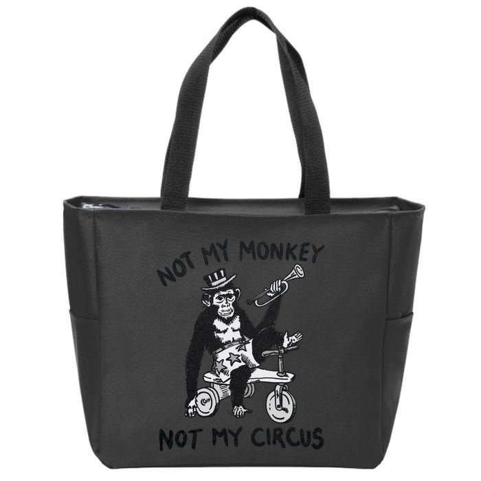 Not My Monkey Not My Circus Funny Cycling Monkey Trumpet Zip Tote Bag