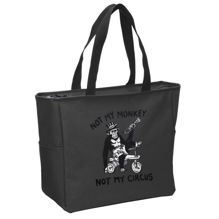 Not My Monkey Not My Circus Funny Cycling Monkey Trumpet Zip Tote Bag