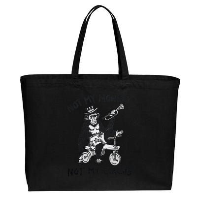 Not My Monkey Not My Circus Funny Cycling Monkey Trumpet Cotton Canvas Jumbo Tote