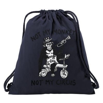 Not My Monkey Not My Circus Funny Cycling Monkey Trumpet Drawstring Bag