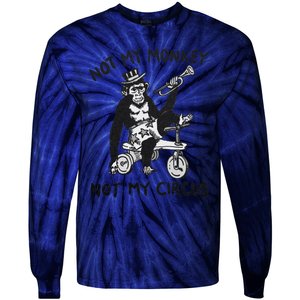 Not My Monkey Not My Circus Funny Cycling Monkey Trumpet Tie-Dye Long Sleeve Shirt