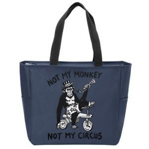 Not My Monkey Not My Circus Funny Cycling Monkey Trumpet Zip Tote Bag