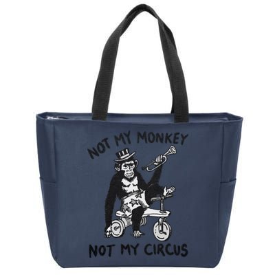 Not My Monkey Not My Circus Funny Cycling Monkey Trumpet Zip Tote Bag