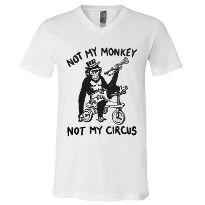 Not My Monkey Not My Circus Funny Cycling Monkey Trumpet V-Neck T-Shirt