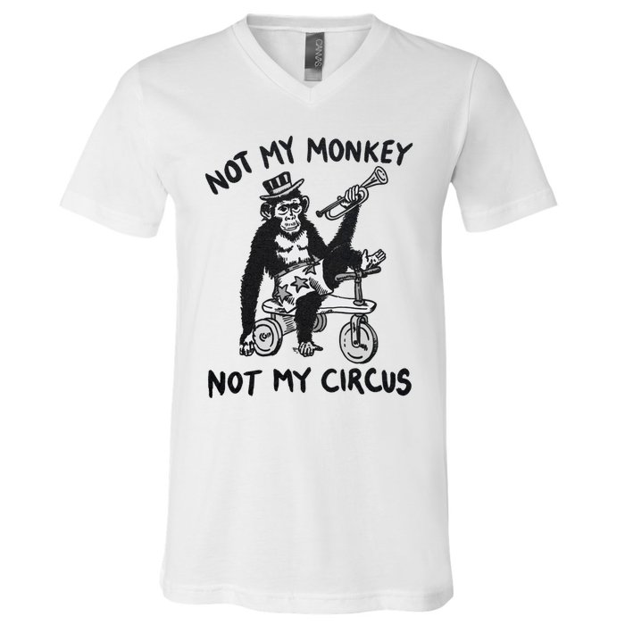 Not My Monkey Not My Circus Funny Cycling Monkey Trumpet V-Neck T-Shirt