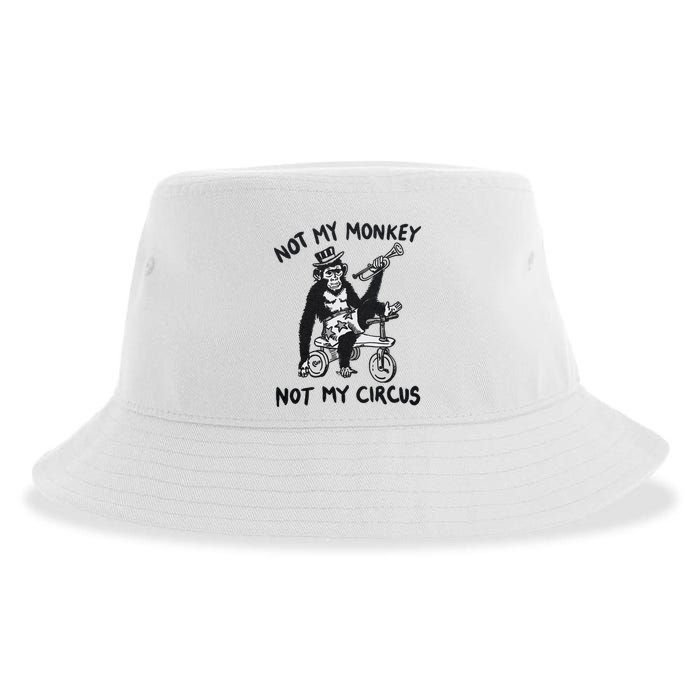Not My Monkey Not My Circus Funny Cycling Monkey Trumpet Sustainable Bucket Hat