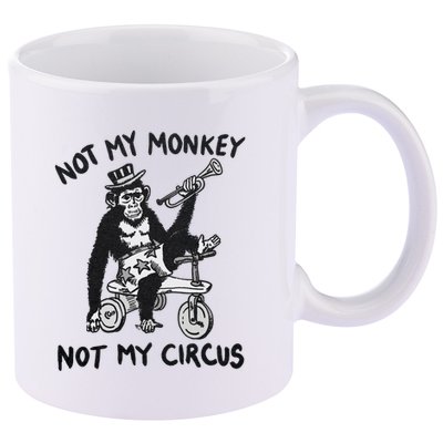 Not My Monkey Not My Circus Funny Cycling Monkey Trumpet 11oz C Handle Ceramic Mug