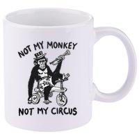 Not My Monkey Not My Circus Funny Cycling Monkey Trumpet 11oz C Handle Ceramic Mug