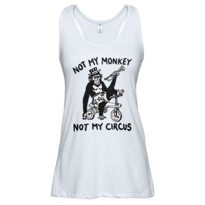 Not My Monkey Not My Circus Funny Cycling Monkey Trumpet Ladies Essential Flowy Tank