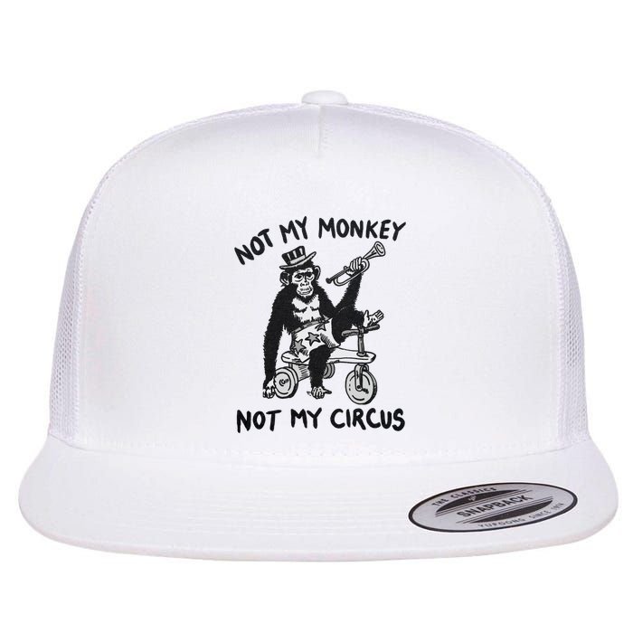 Not My Monkey Not My Circus Funny Cycling Monkey Trumpet Flat Bill Trucker Hat