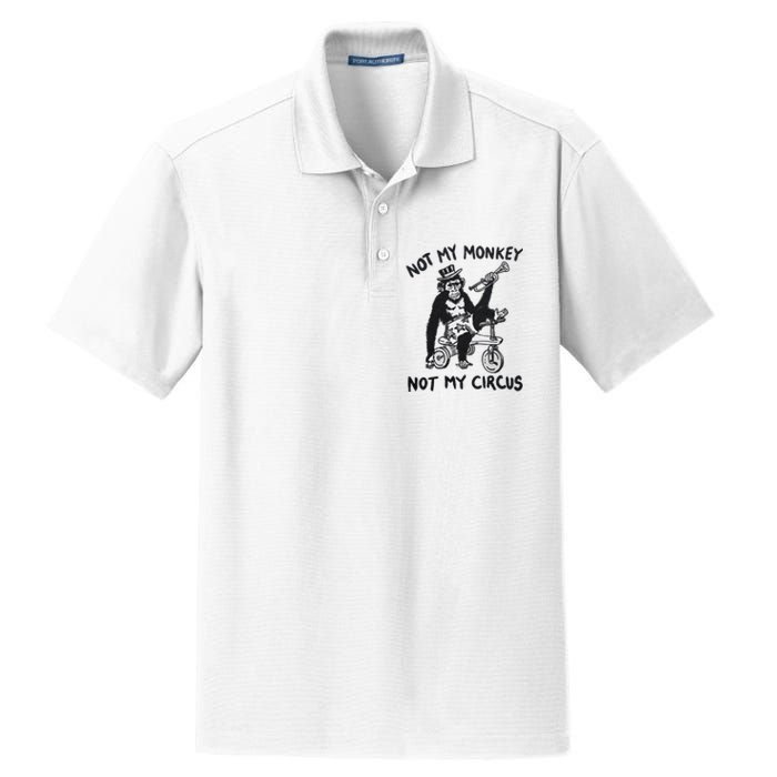 Not My Monkey Not My Circus Funny Cycling Monkey Trumpet Dry Zone Grid Polo