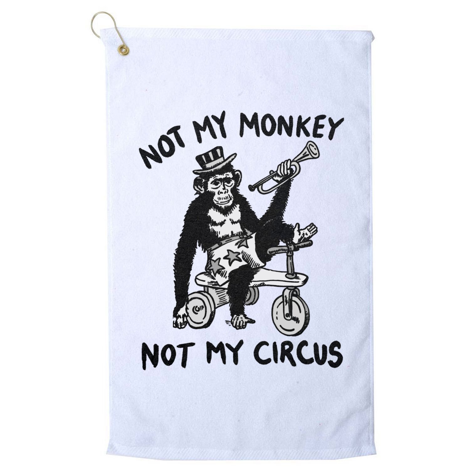 Not My Monkey Not My Circus Funny Cycling Monkey Trumpet Golf Towel