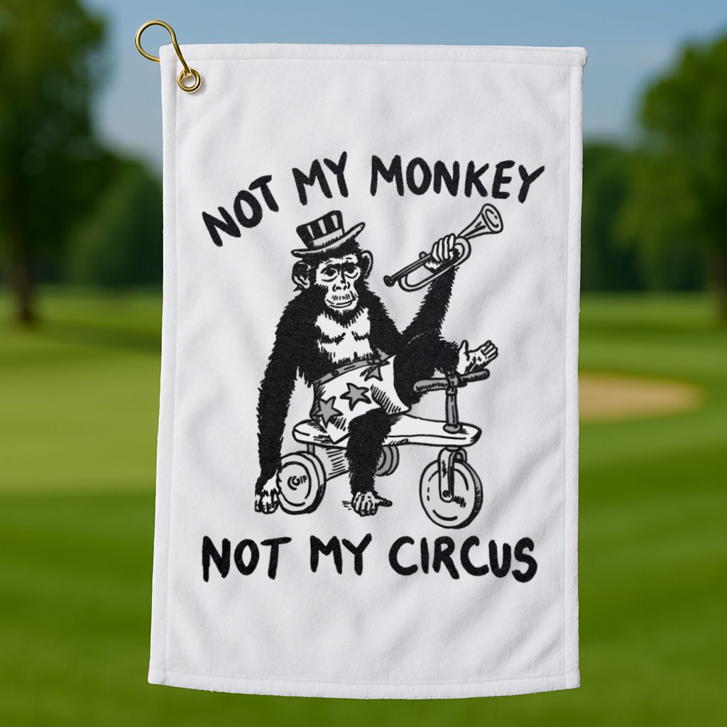 Not My Monkey Not My Circus Funny Cycling Monkey Trumpet Golf Towel