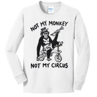 Not My Monkey Not My Circus Funny Cycling Monkey Trumpet Kids Long Sleeve Shirt