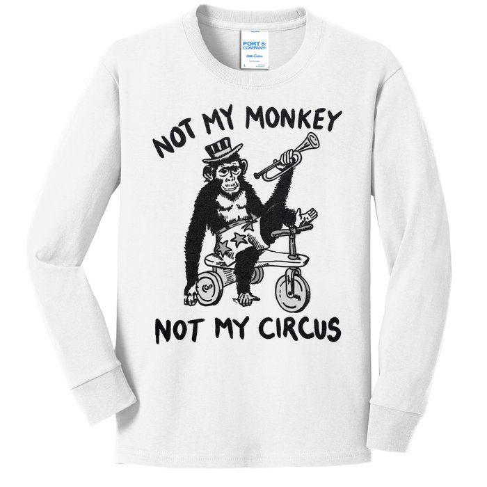 Not My Monkey Not My Circus Funny Cycling Monkey Trumpet Kids Long Sleeve Shirt