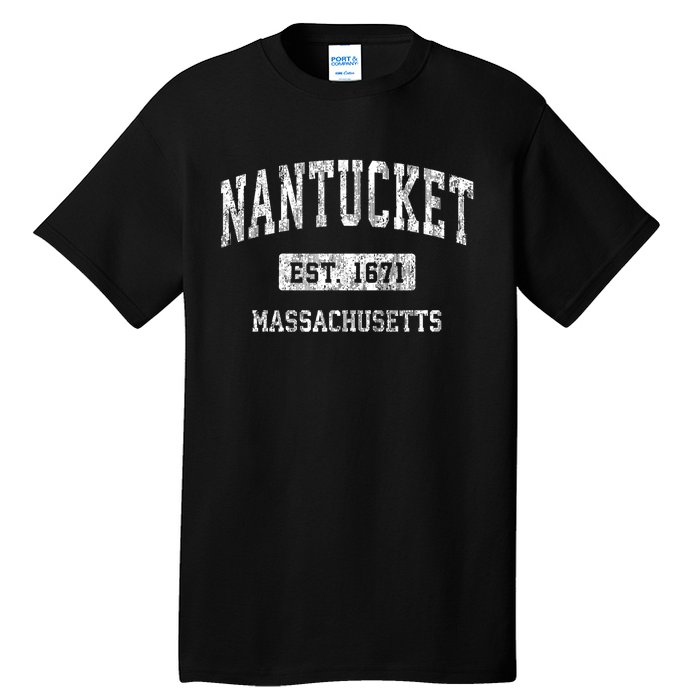 Nantucket Massachusetts Ma Vintage Sports Established Tall T-Shirt