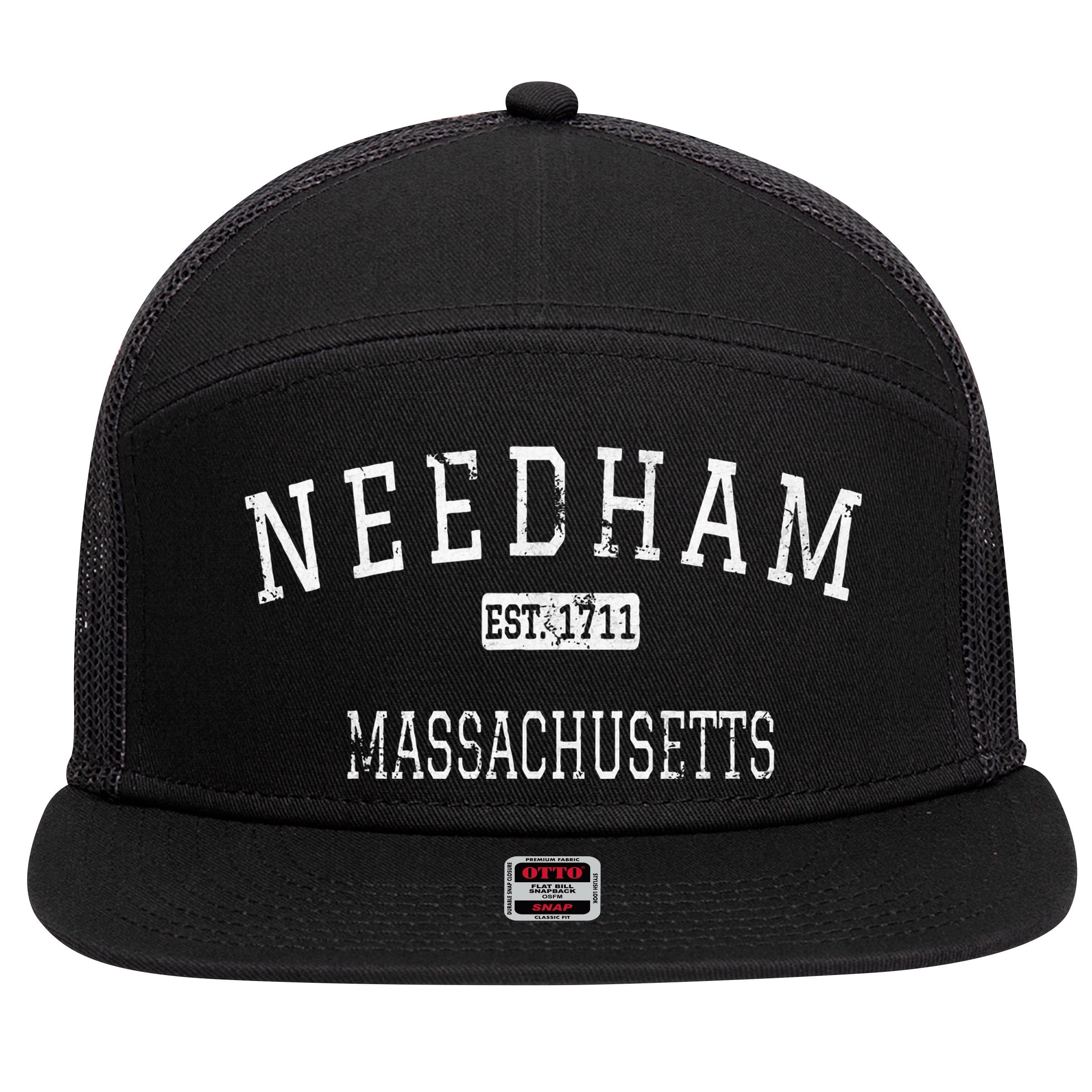 Needham Massachusetts Ma Vintage 7 Panel Mesh Trucker Snapback Hat