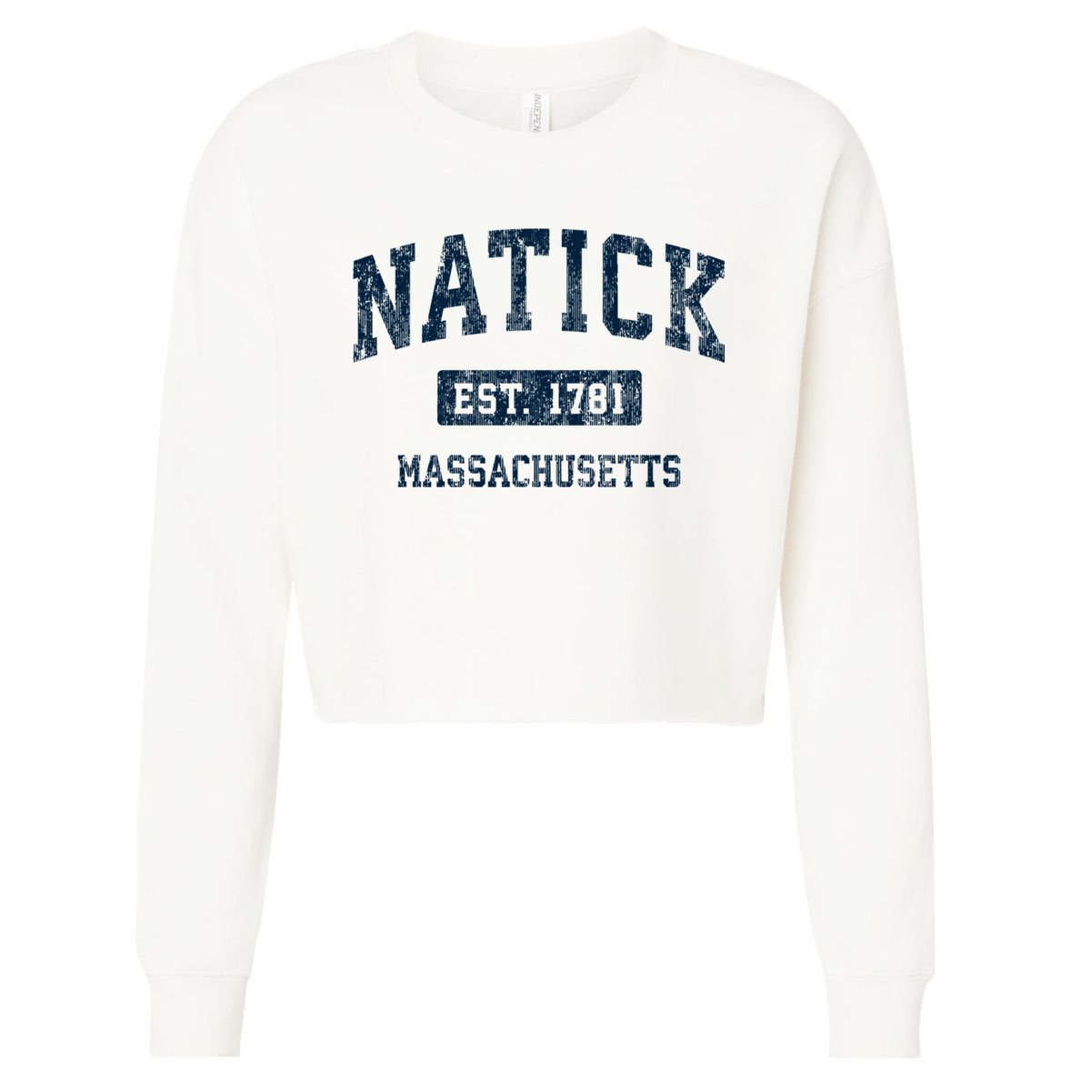Natick Massachusetts Ma Vintage Sports Cropped Pullover Crew
