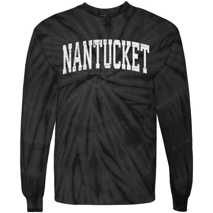 Nantucket Massachusetts Ma Vintage Athletic Sports Design Tie-Dye Long Sleeve Shirt