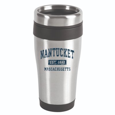 Nantucket Massachusetts MA Vintage Sports Design Navy Print 16oz Travel Tumbler
