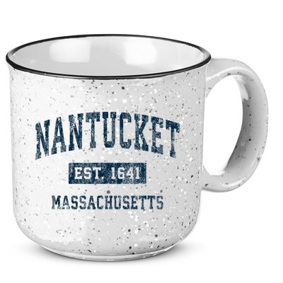 Nantucket Massachusetts MA Vintage Sports Design Navy Print 15oz Campfire Ceramic Mug