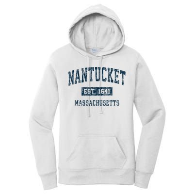 Nantucket Massachusetts MA Vintage Sports Design Navy Print Women's Pullover Hoodie