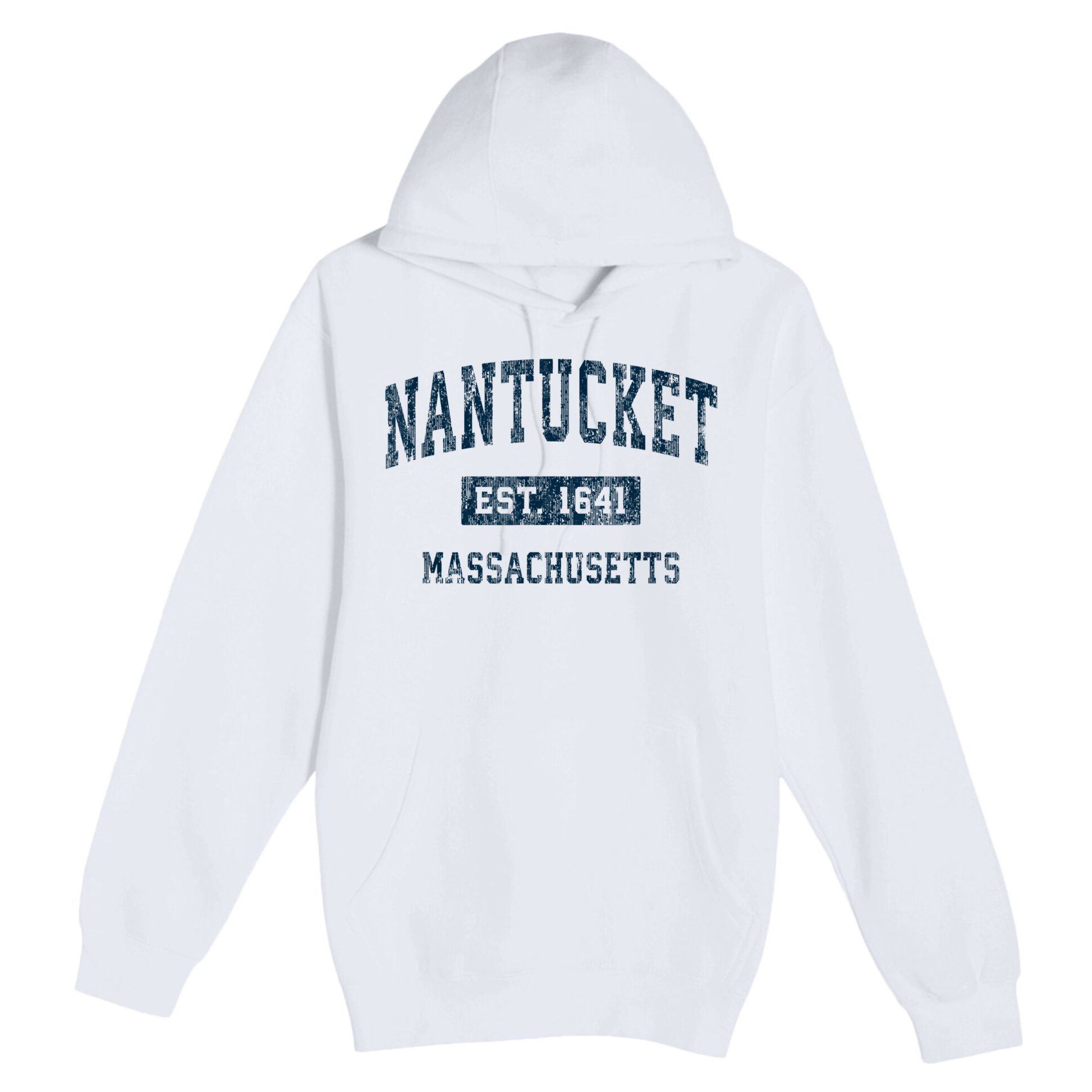 Nantucket Massachusetts MA Vintage Sports Design Navy Print Premium Pullover Hoodie