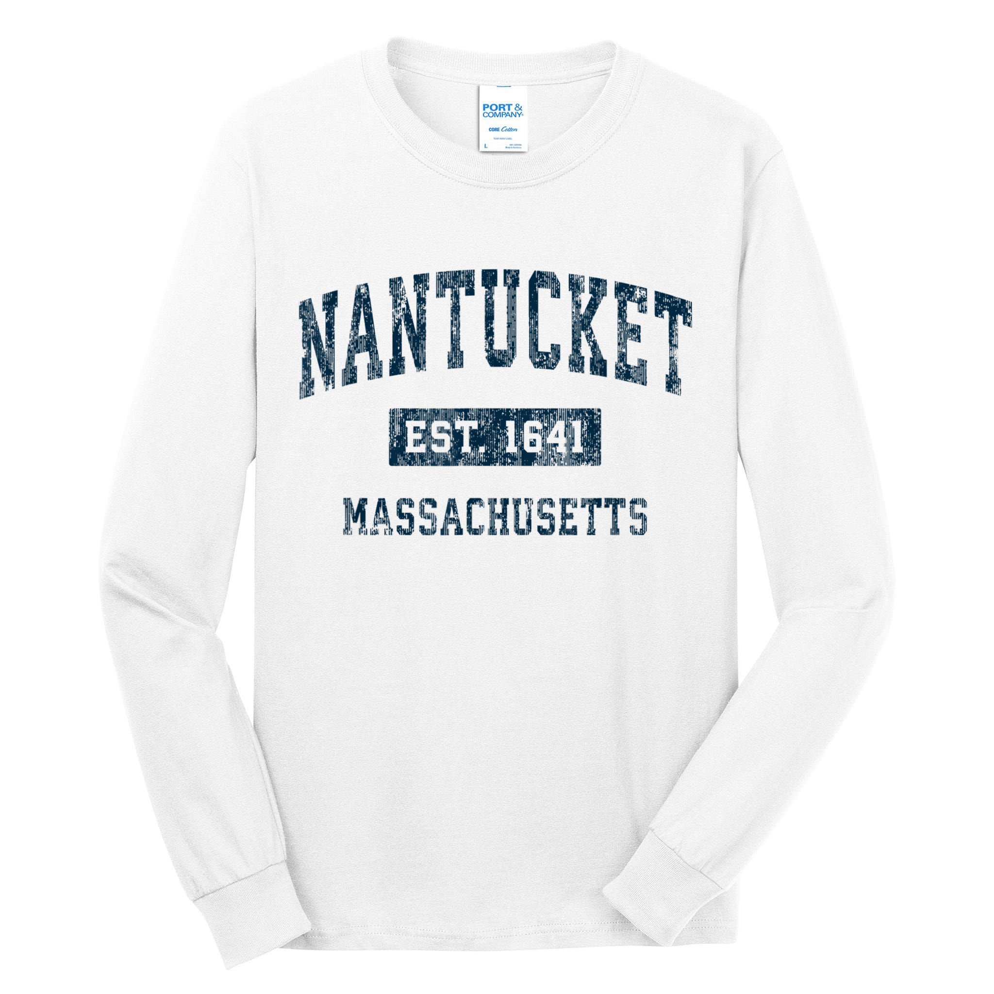 Nantucket Massachusetts MA Vintage Sports Design Navy Print Tall Long Sleeve T-Shirt