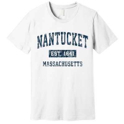 Nantucket Massachusetts MA Vintage Sports Design Navy Print Premium T-Shirt