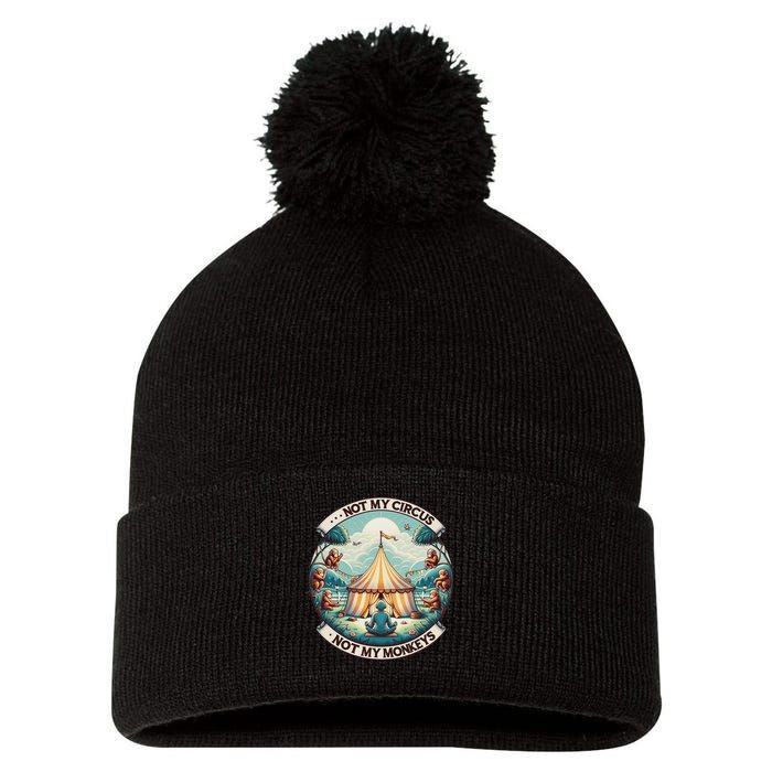 Not My Monkey Not My Circus Funny Monkey Quotes Pom Pom 12in Knit Beanie