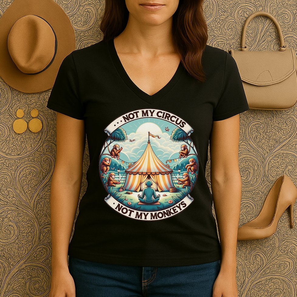 Not My Monkey Not My Circus Funny Monkey Quotes Women's V-Neck T-Shirt