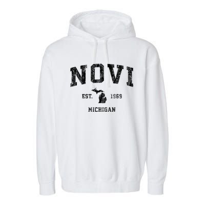 Novi Michigan Mi Vintage Athletic Sports Garment-Dyed Fleece Hoodie