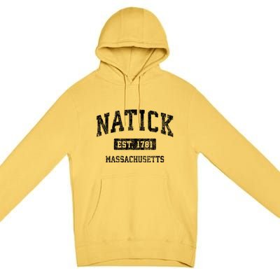 Natick Massachusetts Ma Vintage Established Sports Design Premium Pullover Hoodie