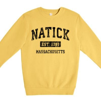 Natick Massachusetts Ma Vintage Established Sports Design Premium Crewneck Sweatshirt