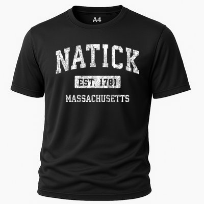 Natick Massachusetts Ma Vintage Established Sports Design Cooling Performance Crew T-Shirt