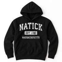 Natick Massachusetts Ma Vintage Established Sports Design Hoodie