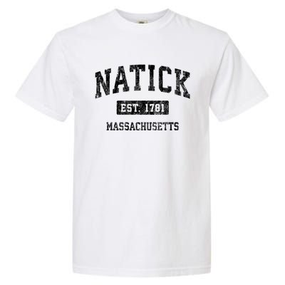 Natick Massachusetts Ma Vintage Established Sports Design Garment-Dyed Heavyweight T-Shirt