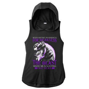 Never Mistake My Kindness For Weakness Wolf Ladies PosiCharge Tri-Blend Wicking Draft Hoodie Tank