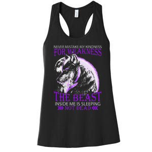 Never Mistake My Kindness For Weakness Wolf Women's Racerback Tank