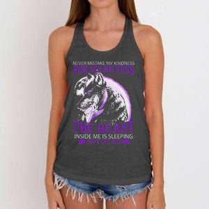 Never Mistake My Kindness For Weakness Wolf Women's Knotted Racerback Tank