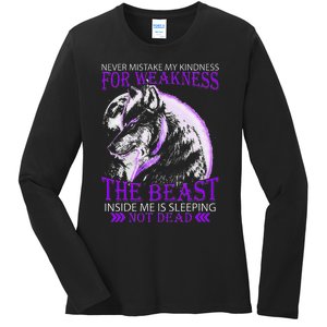 Never Mistake My Kindness For Weakness Wolf Ladies Long Sleeve Shirt