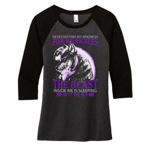 Never Mistake My Kindness For Weakness Wolf Women's Tri-Blend 3/4-Sleeve Raglan Shirt