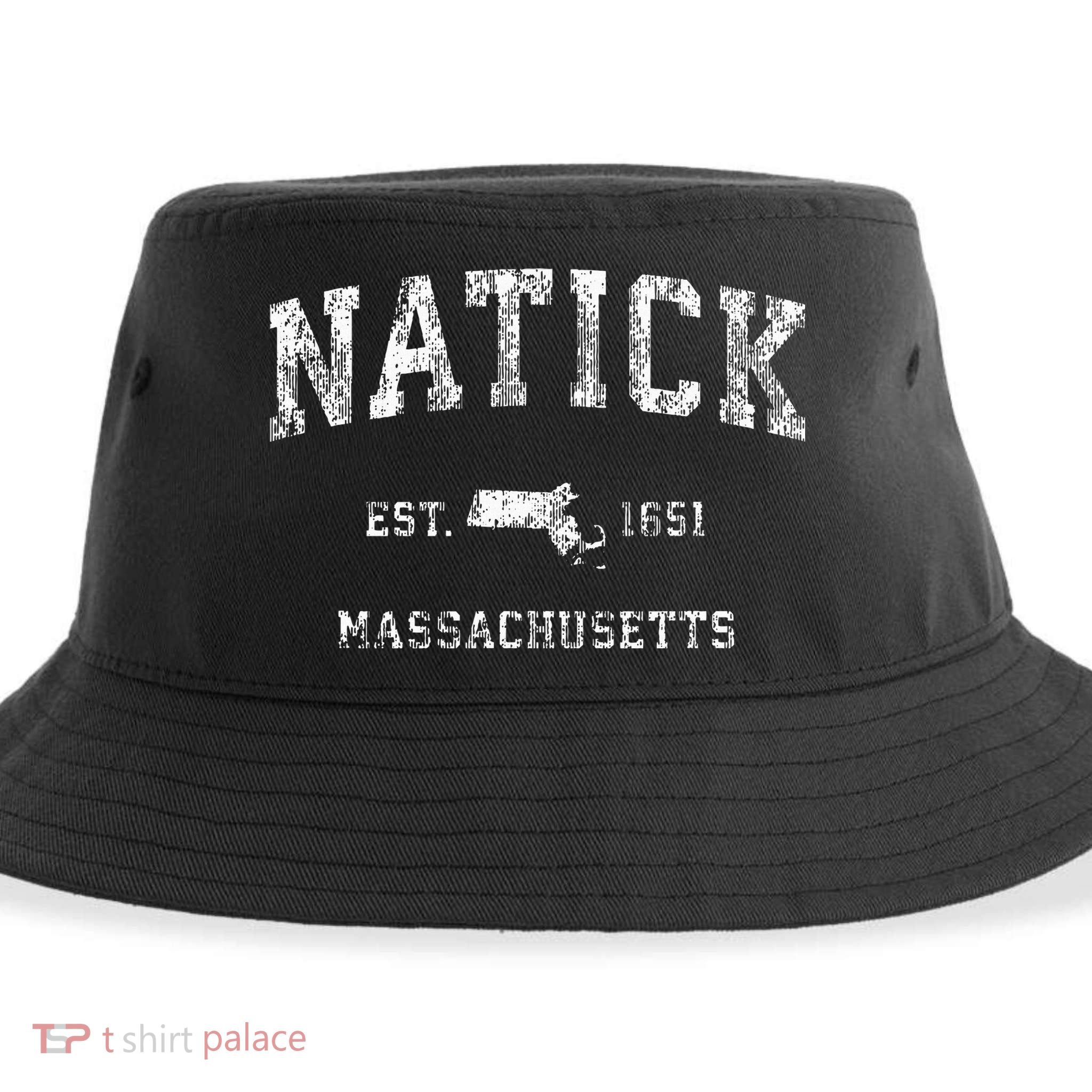 Natick Massachusetts Ma Vintage Athletic Sports Design Sustainable Bucket Hat