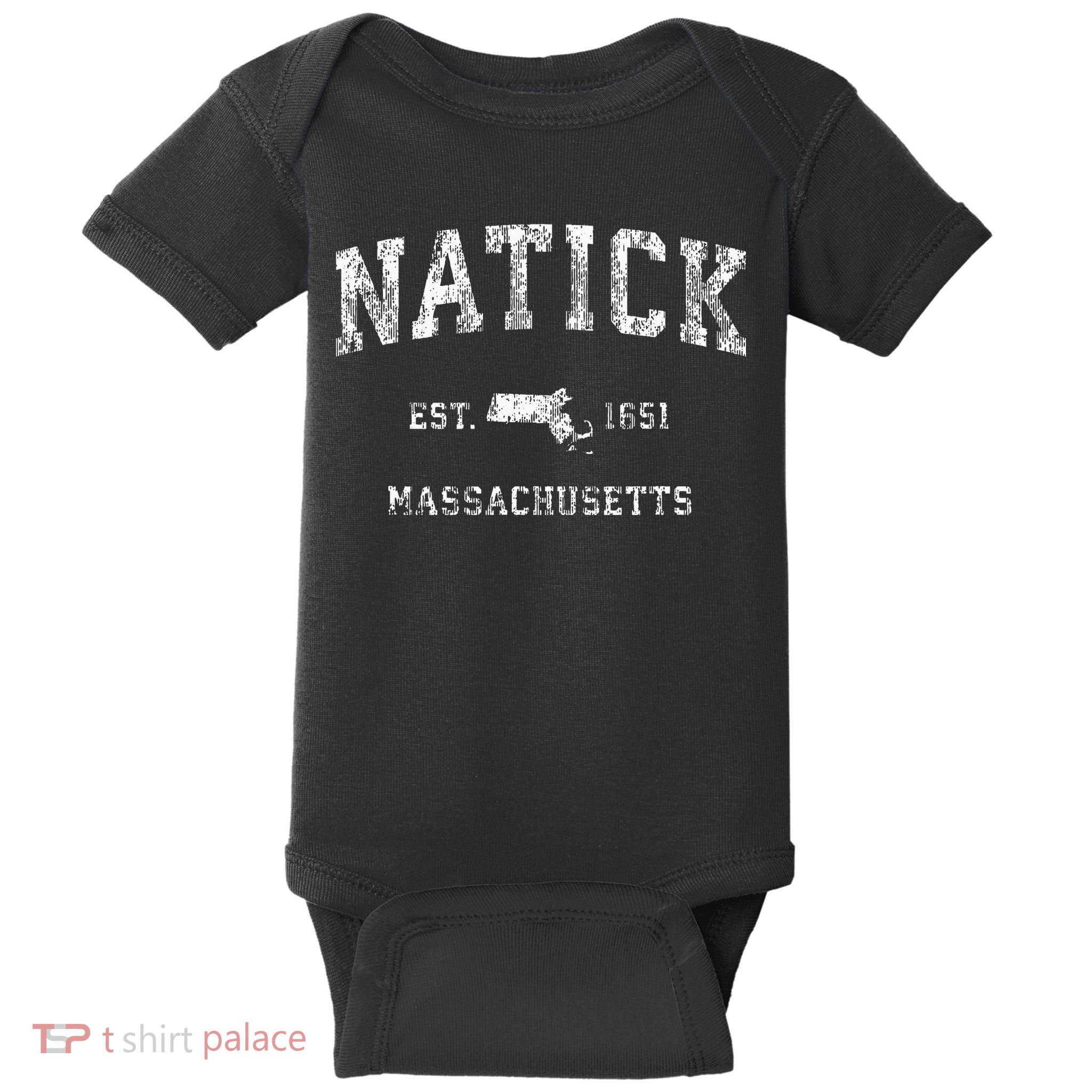 Natick Massachusetts Ma Vintage Athletic Sports Design Baby Bodysuit