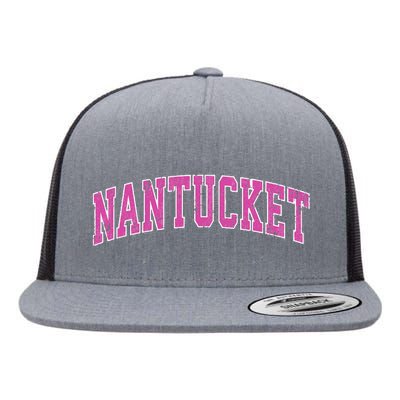 Nantucket Massachusetts MA Vintage Sports Design Pink Design Swea Flat Bill Trucker Hat