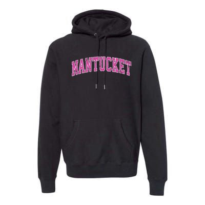 Nantucket Massachusetts MA Vintage Sports Design Pink Design Swea Premium Hoodie